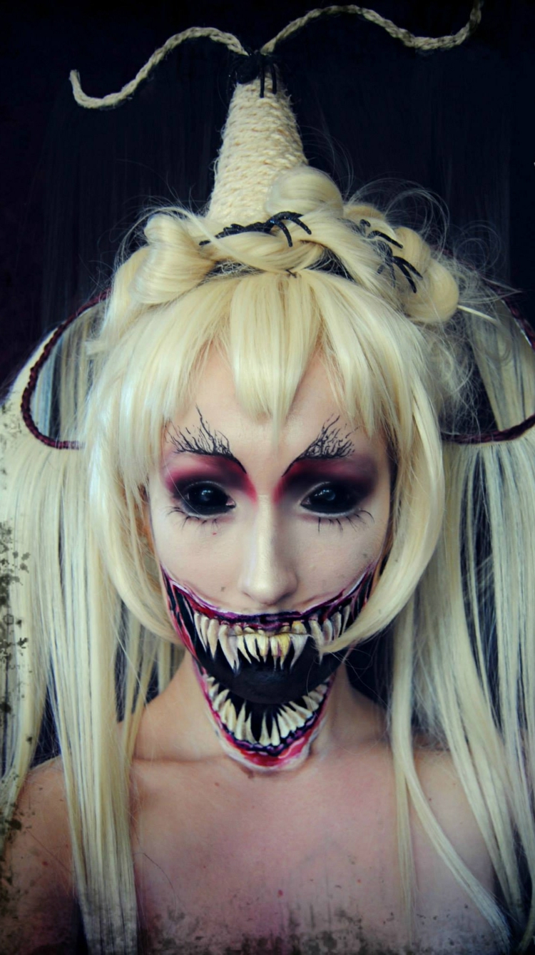 halloween bilder halloween idee gruselig monster zaehne frisur
