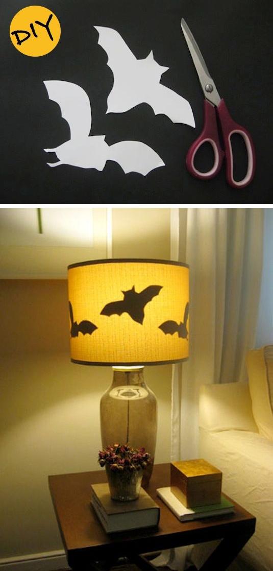 halloween-deko-idee-fledermause-lampenschirm-kleben