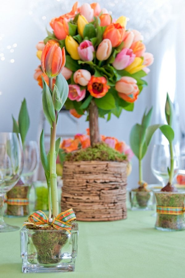 hochzeit im frühling tulpen dekorieren tisch