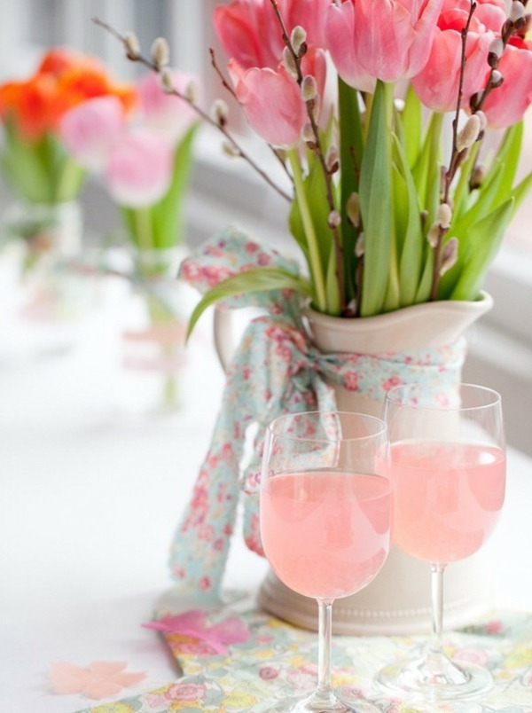 hochzeit im frühling tulpen rosa gläser deko