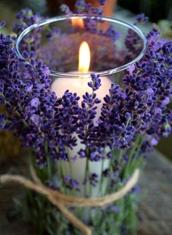 kerze deko hochzeit lavendel lila violett romantisch