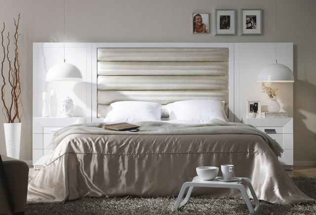 Schlafzimmer Design Ideen Doppelbett Kopfteil