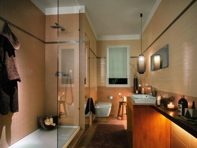 Ideen Beleuchtung LED eingebaut kleines Bad Duschkabine