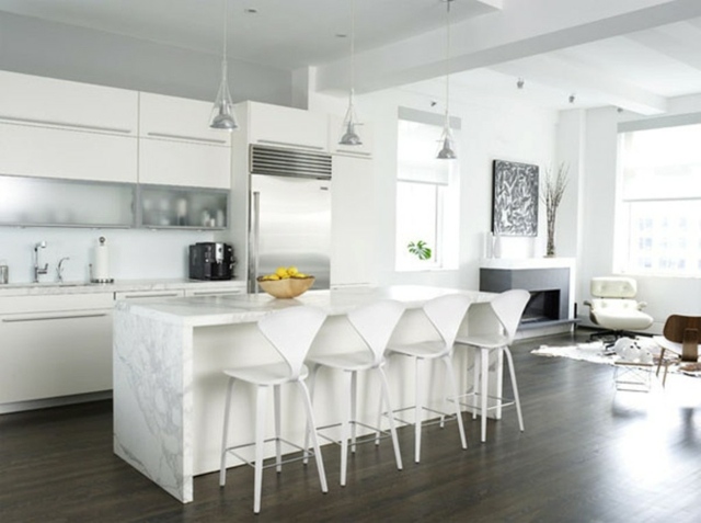 moderne küche weiß marmor kücheninsel design
