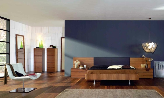 Schlafzimmer Idee Wandfarbe Möbel Bett Kopfteil
