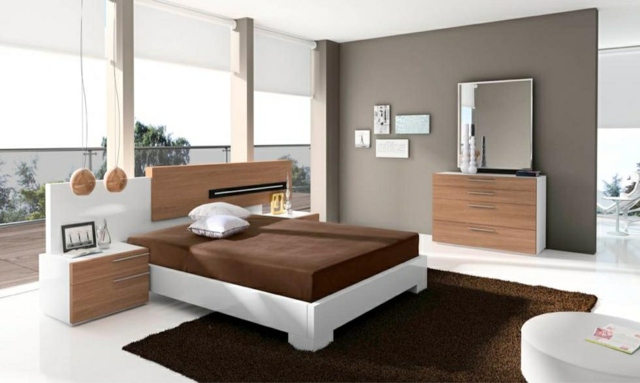  Schlafzimmer Idee komplett Eiche Hochglanz Weiß