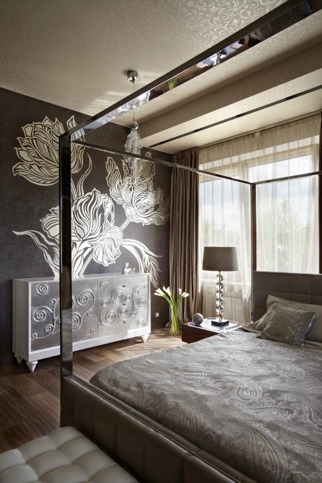 Schlafzimmer-dekorieren tapete-blumen-florale-motive
