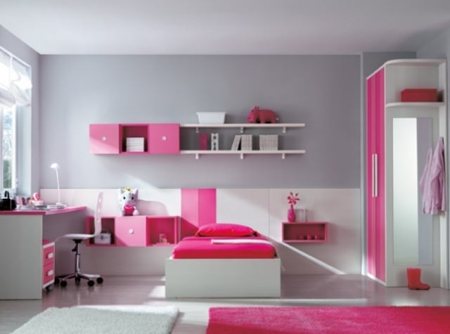 mädels-jugendzimmer-einrichtungsideen-pink-grau-praktische-möbel