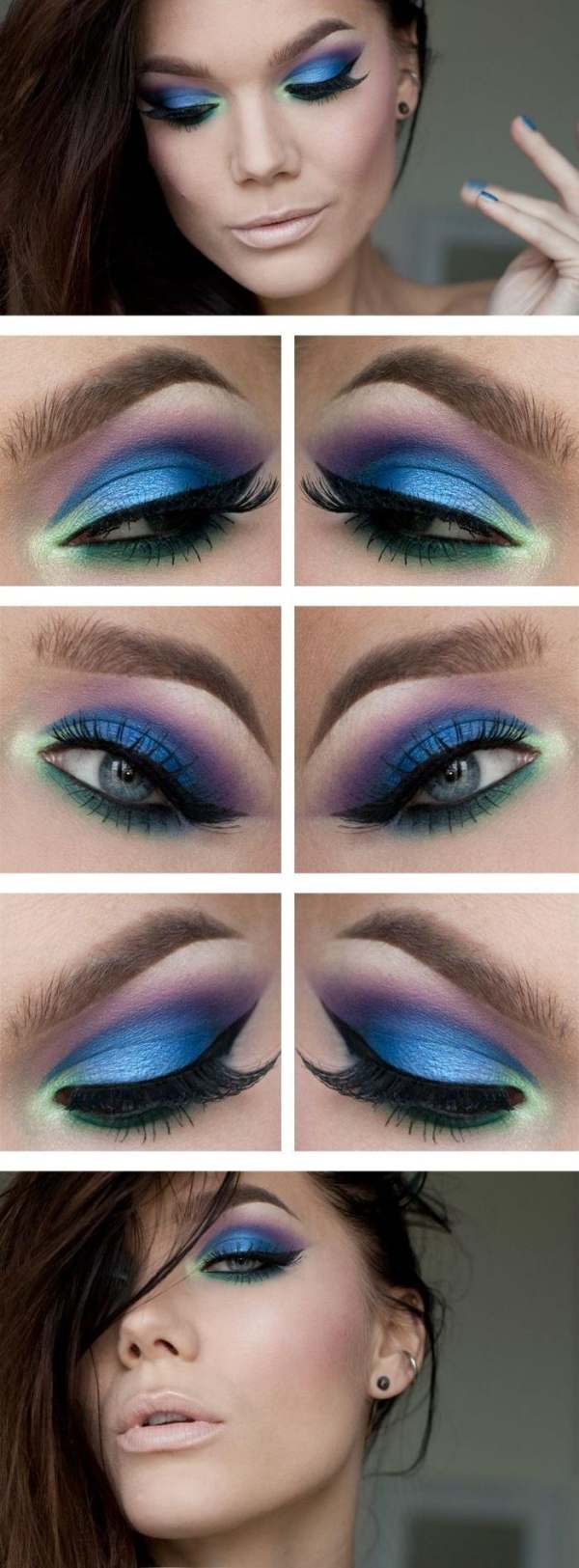 neon-make-up-anleitung-blaue-lidschatten-lipgloss-dezent