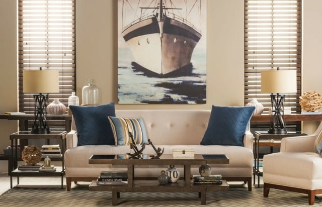 Wohnzimmer Ideen beige Sofa Wandgestaltung Farbe