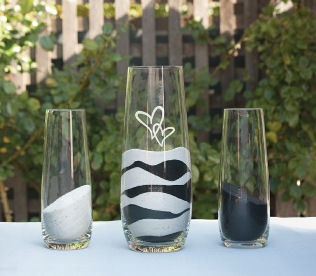 sand schwarz weiß deko originell glas