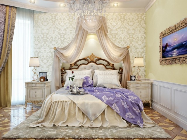 schlafzimmer französischen stil schick romantisch himmelbett