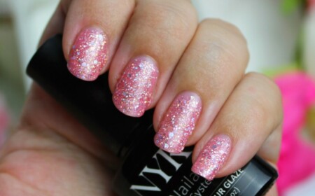 shellac gel-nageldesign rosa glitzer idee damen beauty