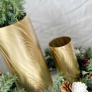 vase falsches holz dekor gold weihnachten