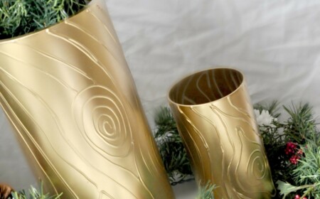 vase falsches holz dekor gold weihnachten