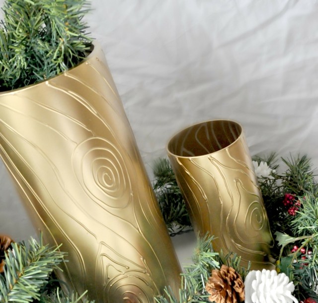 vase falsches holz dekor gold weihnachten