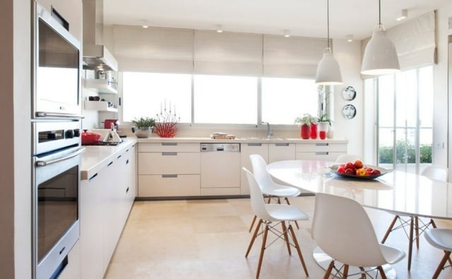 weiße küche tisch ofen design ideen