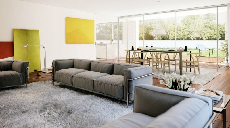 wohnung einrichten mit stil modern einrichtung grau sofa teppich