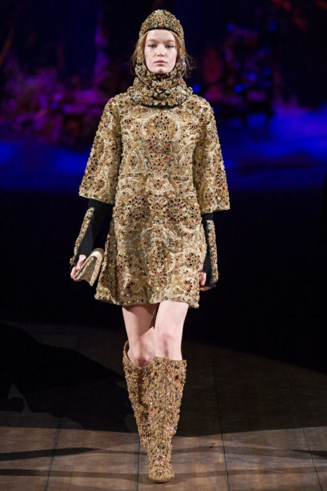 Kleid kurz edel Herbst Winter 2014 2015Dolce Gabbana5