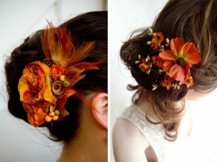Dutt-hochgestecktes-Haar-mit-Blumen-des-Herbstes