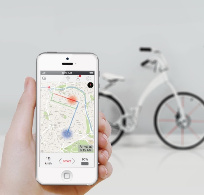 Fahrradtrends-2014-elektrisch-GiApp-GPS-Funktion-smartes-E-Bike-mit-Faltfunktion-Bluetooth-Verbindung