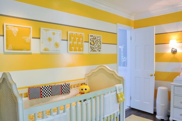 Wandfarbe Babyzimmer Ideen Bett einrichten