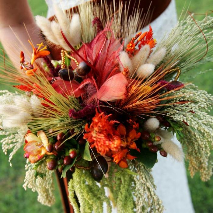 Herbst Brautstrauß Gräser arrangieren Ideen 