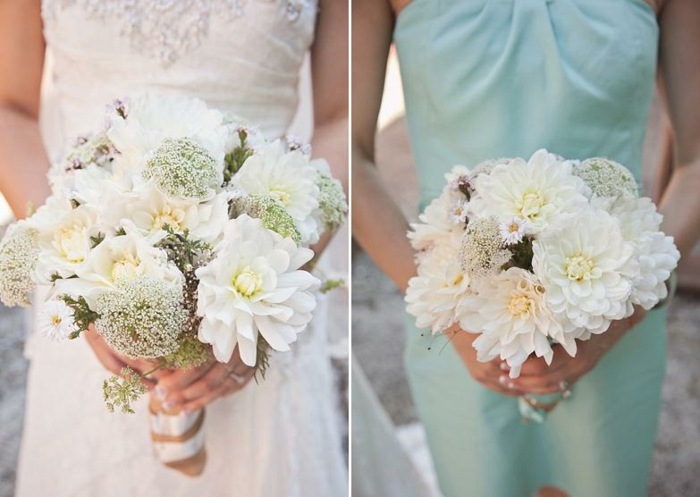 Brautstrauß komplett weiß frische Blumen