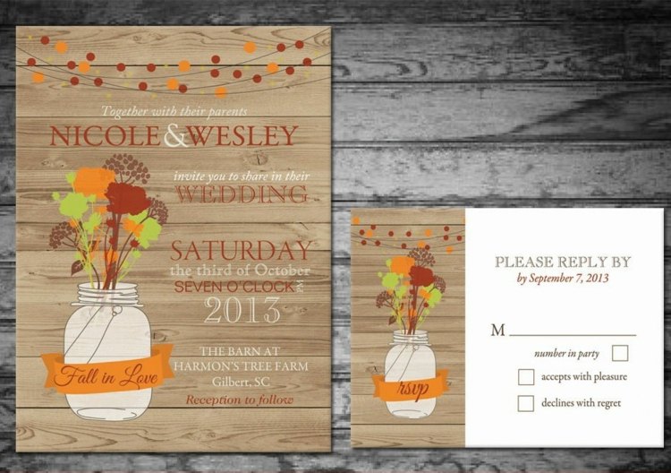 Herbst Einladungen Karten Ideen Hochzeit planen