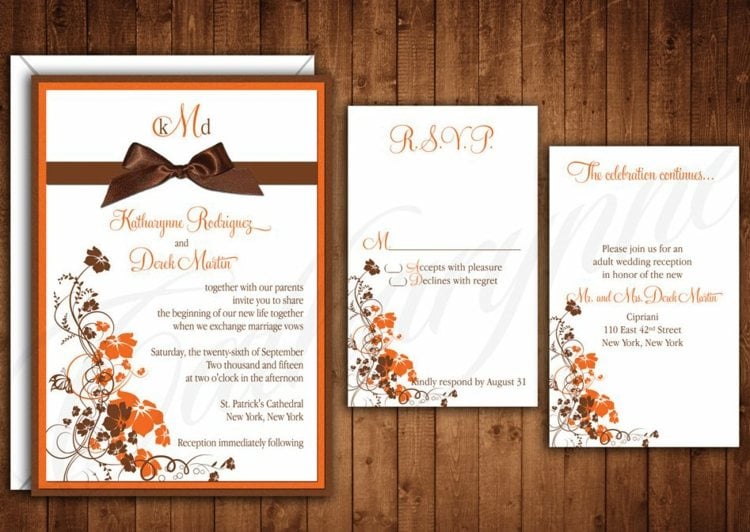 Herbst Hochzeit Einladungskarten Ideen schöne Motive