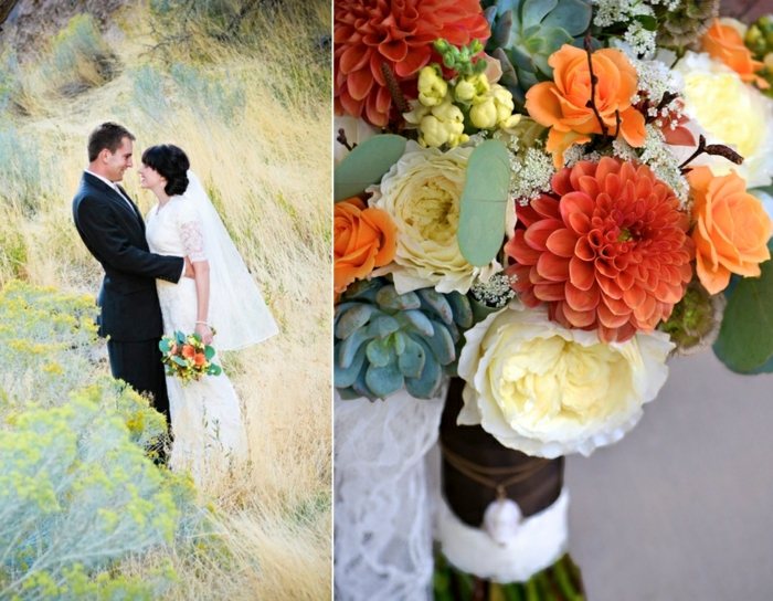 Hochzeit Fotos Ideen Blumen attraktiv Szene setzen