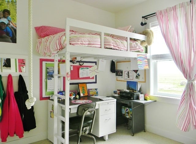 Kinderzimmer einrichten Ideen rosa Vorhänge