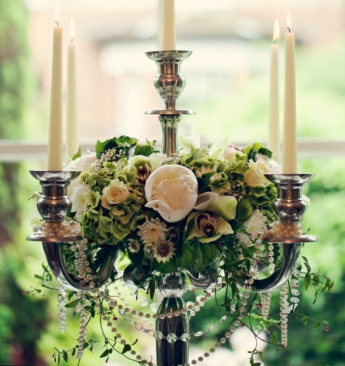 Hochzeit Beleuchtung vintage Kronleuchter Blumen Perlen
