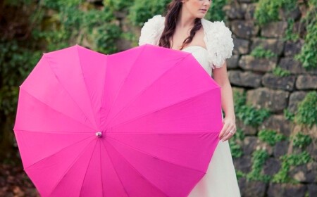 Hochzeit Freien Herz Regenschirm Braut