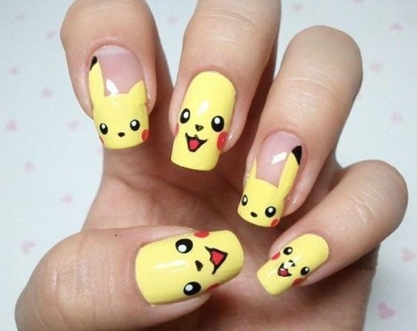 Nailart-gestalten-Pokemon-Nägel-Design-Pikachu