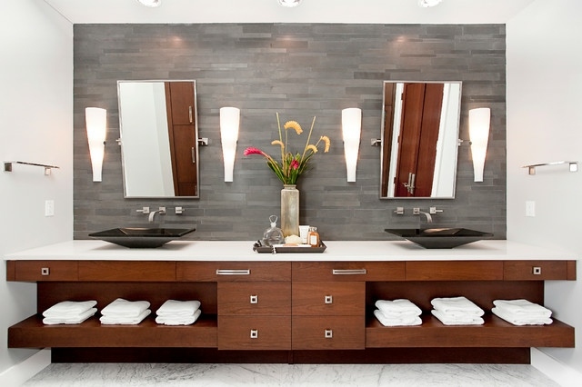 Wand Waschtischanlage zwei Spiegel Fichtenholz