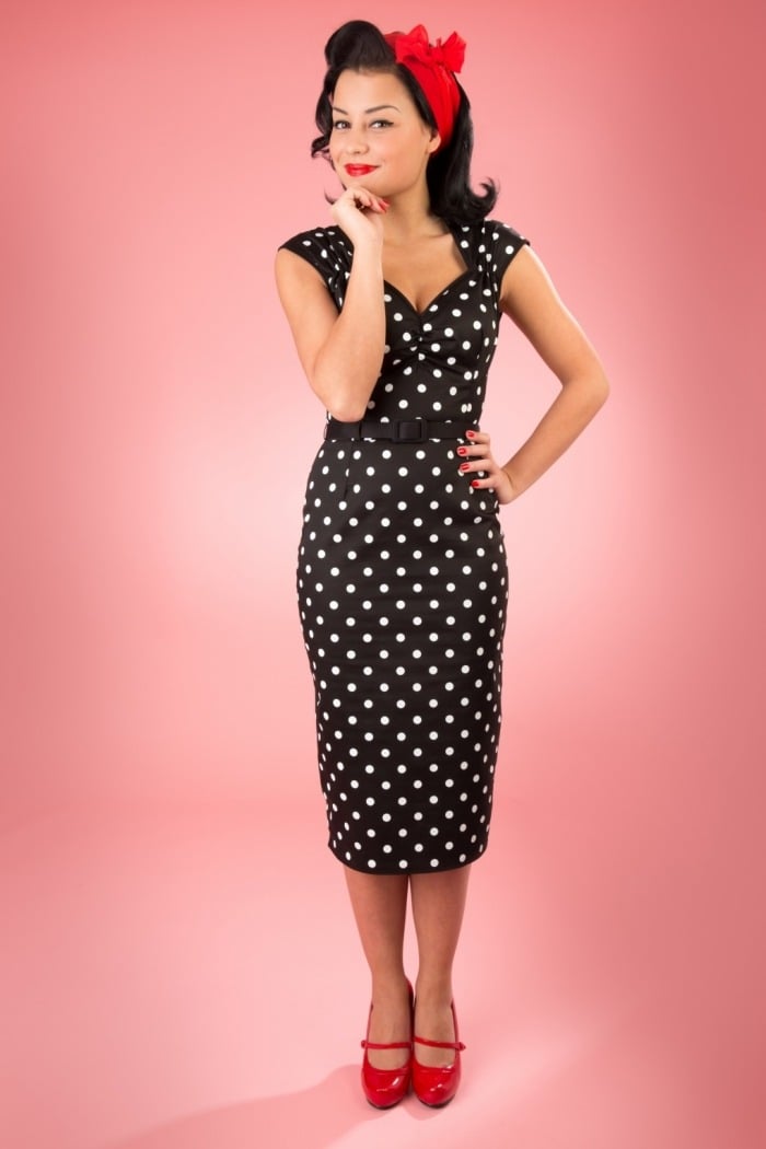 Pinup-Couture-Natasha-bleistiftkleid-schwarz-weiss-gepunktet