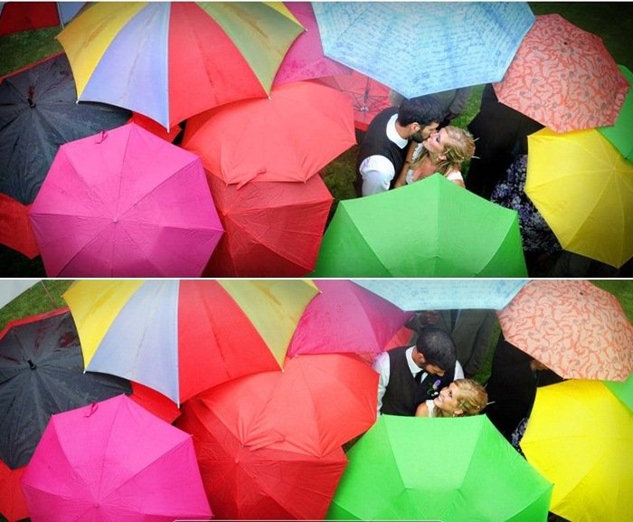bunt Hochzeit Regen planen Ideen Fotoshoot