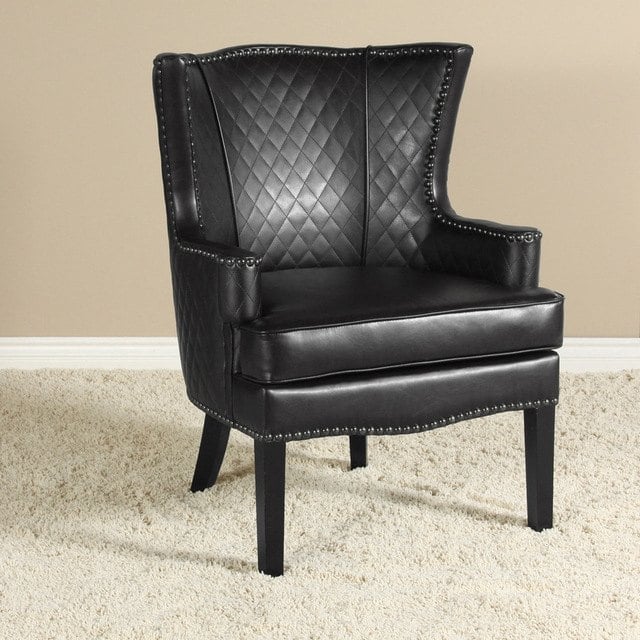 Retro-Sessel-schwarz-Kunstlederbezug-Royal-European-Design-Wohnzimmermöbel