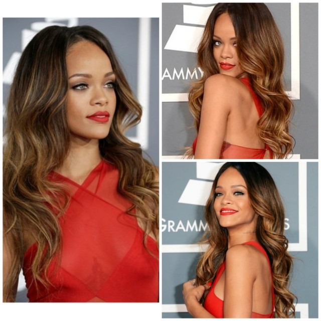 Rihanna-Ombre-Hair-lang-gewellt-grammy-awards-2013