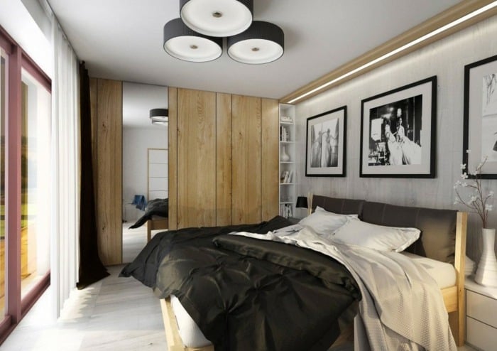 Schlafzimmer Doppelbett Holz Kleiderschrank