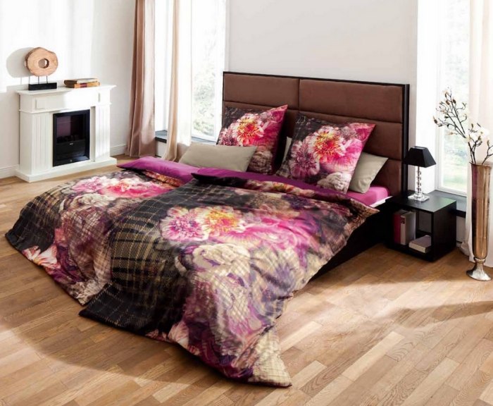 Schlafzimmer-Florale-Bettwäsche-mako-satin-bezüge-wende-baumwolle-geschmackvolle-Farben