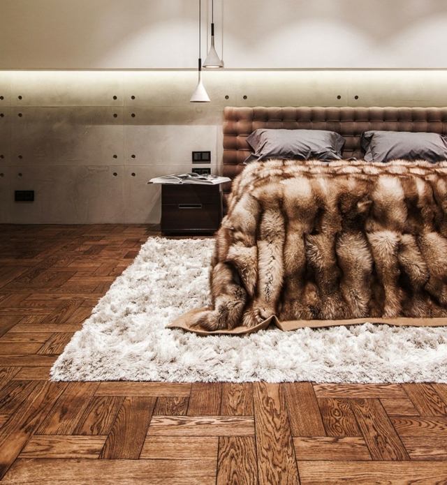 Shaggy Teppich Bett Kunstpelz Decke Einbauleuchten