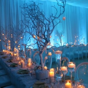Tischdekoration-Hochzeit-Restaurant-Kunst-Bäume