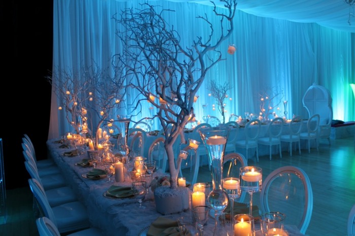 Tischdekoration-Hochzeit-Restaurant-Kunst-Bäume