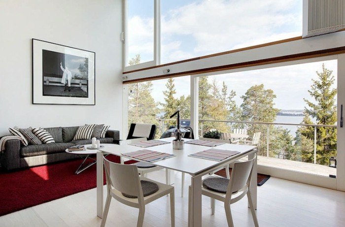modernes Haus Küste Schweden Glasfronten