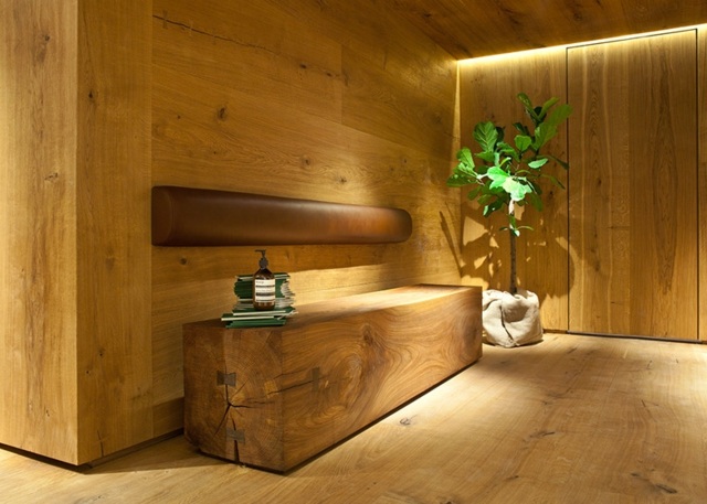 Wandverkleidung-Interieur-Holzboden-Holzbank