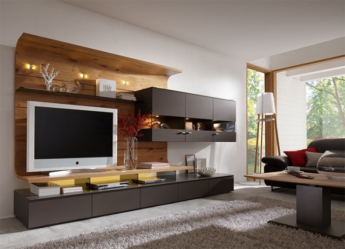 Wohnwand-Ideen-modernes-praktisches-Design-TV-Board-Schubladen