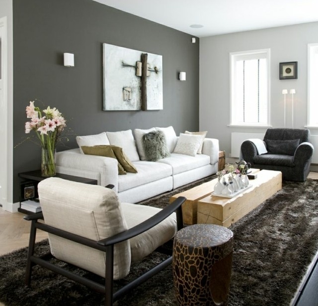 Wandfarbe Grau streichen Ideen modern Landhausstil