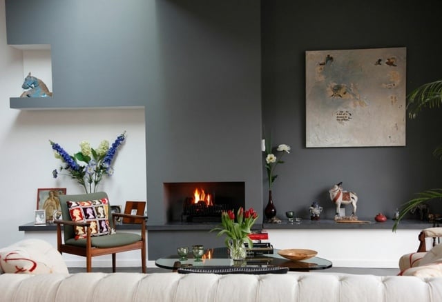 Wohnideen Design Wandfarbe Grau modern gemütlich